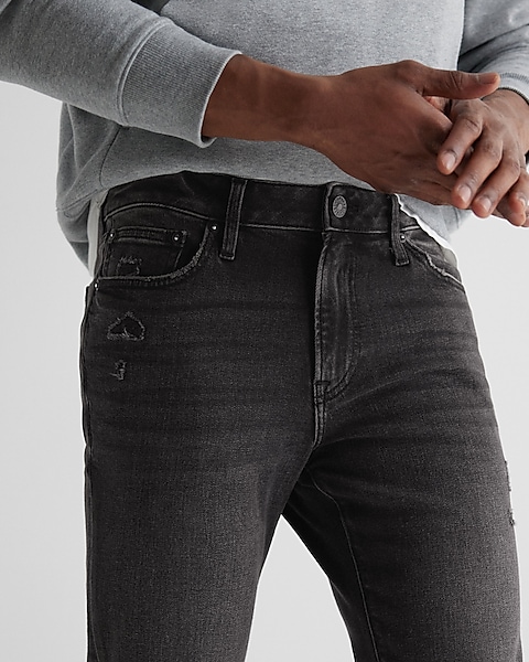 Skinny Black Ripped Hyper Stretch Jeans | Express