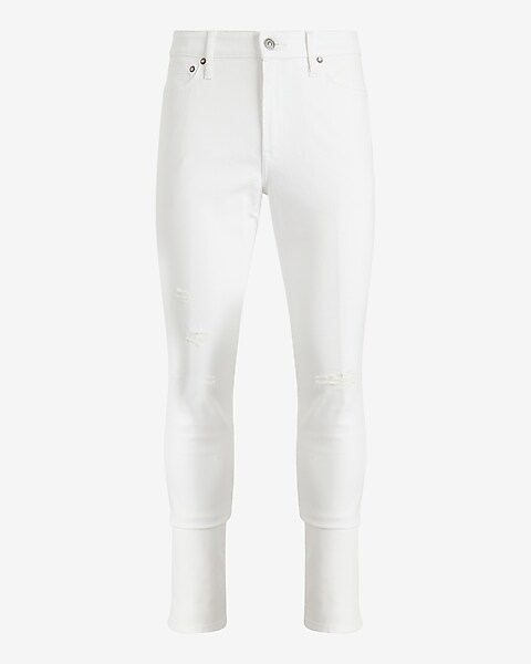Skinny White Ripped Stretch Jeans | Express