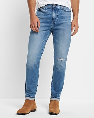 Skinny Ripped Medium Wash Stretch Jeans