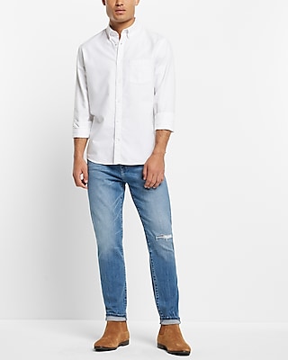 Skinny Ripped Medium Wash Stretch Jeans