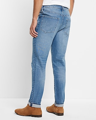 Skinny Ripped Medium Wash Stretch Jeans