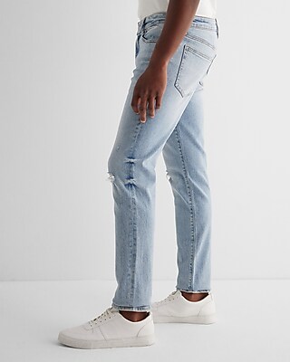 Skinny Ripped Light Wash Hyper Stretch Jeans