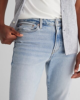 Skinny Ripped Light Wash Hyper Stretch Jeans