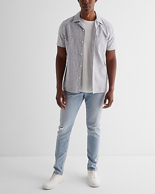 Skinny Ripped Light Wash Hyper Stretch Jeans
