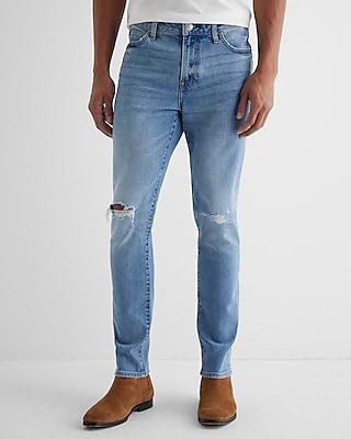 Skinny Ripped Light Wash Hyper Stretch Jeans