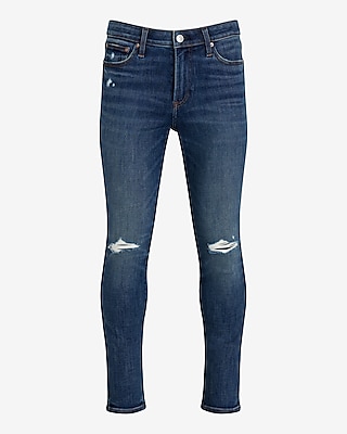 Super Skinny Dark Wash Ripped Ultra Hyper Stretch Jeans