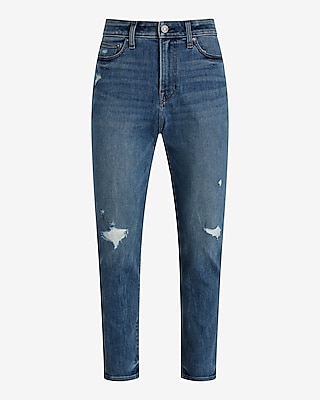 Athletic Skinny Medium Wash Ripped Hyper Stretch Jeans