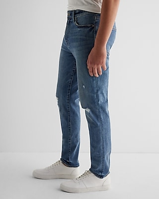 Athletic Skinny Medium Wash Ripped Hyper Stretch Jeans