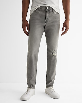 Slim Light Wash Ripped Hyper Stretch Jeans