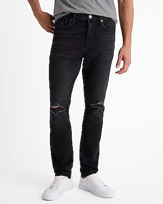 Black distressed jeans mens fashion skinny