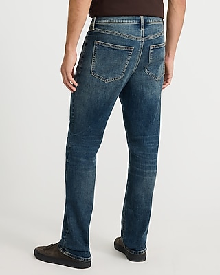 Straight Distressed Indigo Tint Jeans