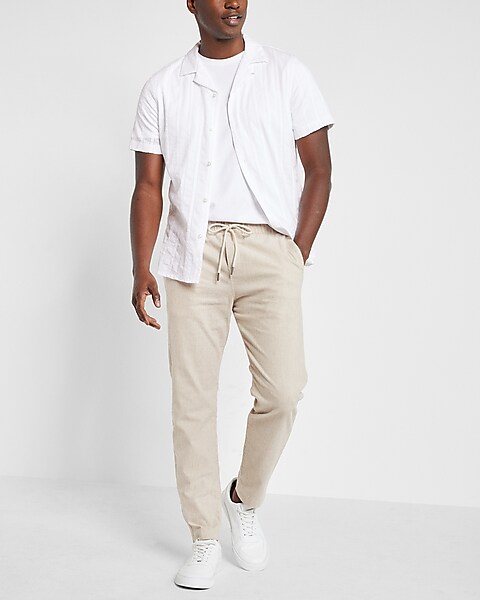 Stylish Men's Cotton Linen Pants with Elastic Waist