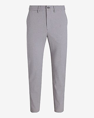 Slim Striped Seersucker Cotton Stretch Pant