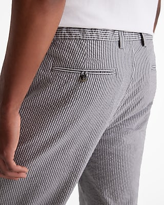 Slim Striped Seersucker Cotton Stretch Pant