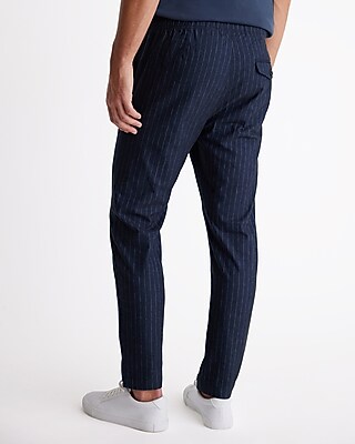 Pantalon Eskandar Marine 100% Laine - Taille 2 - Bandes Contrastées - Poche Côté - Très Bon état