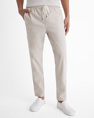 Linen-blend Drawstring Elastic Waist Pant Express