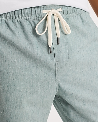 Linen-Blend Drawstring Elastic Waist Pant