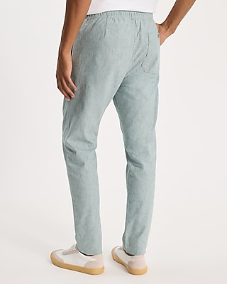 Linen-Blend Drawstring Elastic Waist Pant