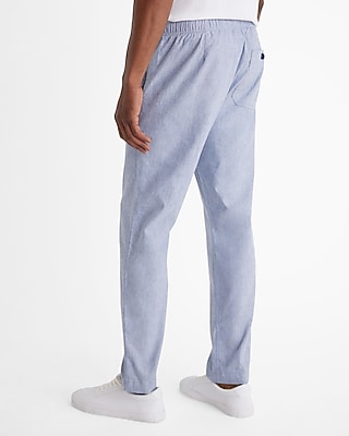 Linen-Blend Drawstring Elastic Waist Pant