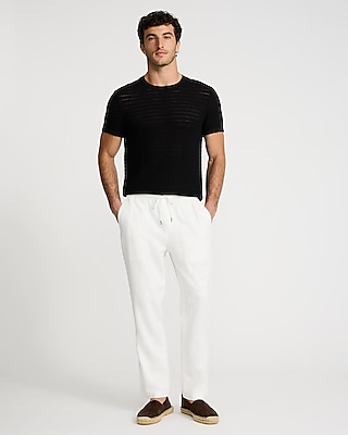 Linen-Blend Drawstring Elastic Waist Pant