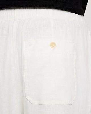 Linen-Blend Drawstring Elastic Waist Pant