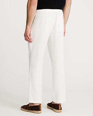 Linen-Blend Drawstring Elastic Waist Pant