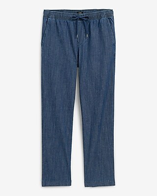 Chambray Drawstring Elastic Waist Pant
