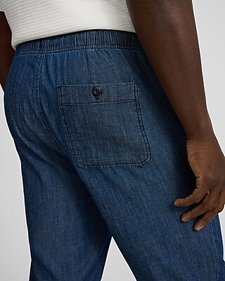 Chambray Drawstring Elastic Waist Pant