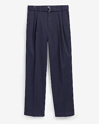 Belted Tapered Ankle Pleated Chino Pant