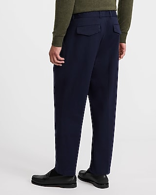 Belted Tapered Ankle Pleated Chino Pant