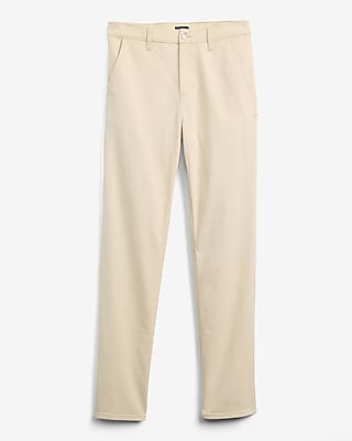 Straight Neutral Tan Flat Front Cotton Pant