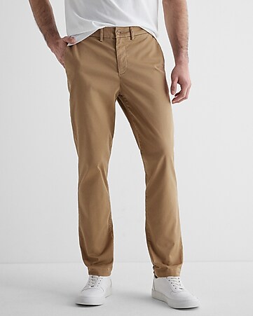Plaid&Plain Men's Skinny Stretchy Khaki Pants Colored Pants Slim Fit Slacks  Tapered Trousers