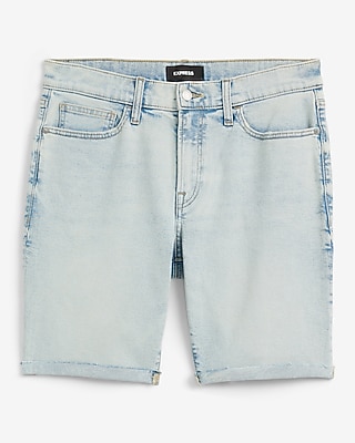 10" Slim Light Wash Denim Shorts