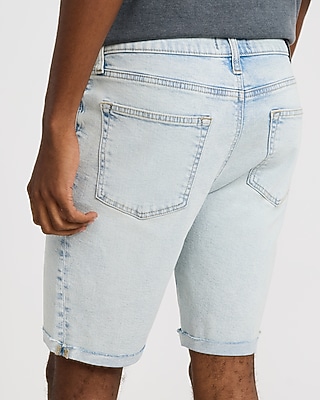 10" Slim Light Wash Denim Shorts