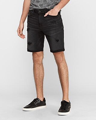 black stretch jean shorts