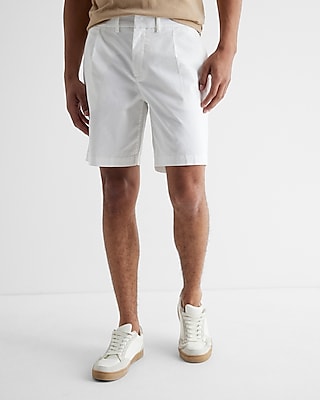 Pleated 8" Stretch Modern Chino Shorts