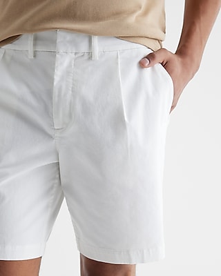 Pleated 8" Stretch Modern Chino Shorts