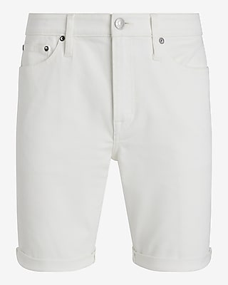 Slim White Stretch Denim Shorts