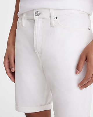 Slim White Stretch Denim Shorts