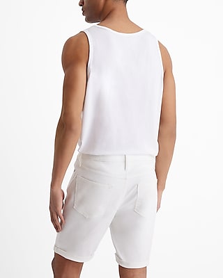 Slim White Stretch Denim Shorts