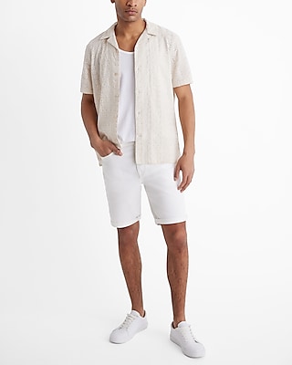 Slim White Stretch Denim Shorts