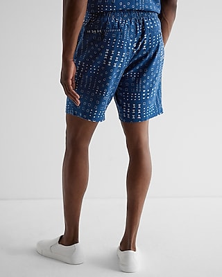 Patchwork Print 7" Elastic Waist Shorts