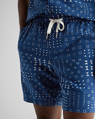 Patchwork Print 7" Elastic Waist Shorts