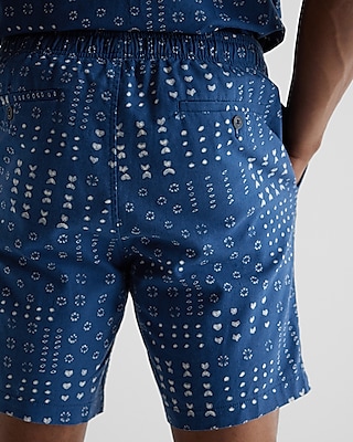 Patchwork Print 7" Elastic Waist Shorts