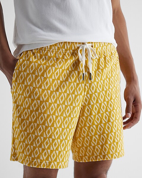 Printed 7 Terry Cotton-blend Elastic Waist Shorts