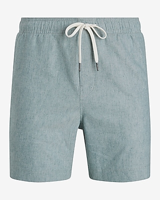 7" Linen-Blend Drawstring Elastic Waist Shorts