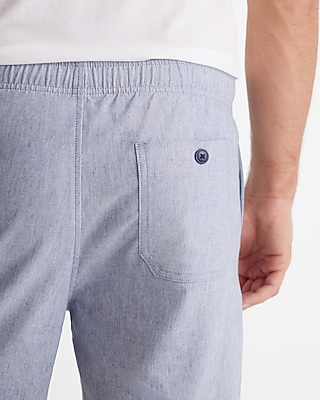 7" Linen-Blend Drawstring Elastic Waist Shorts