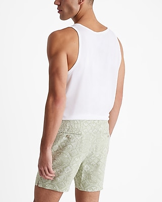 7" Dot Pattern Linen-Blend Drawstring Elastic Waist Shorts