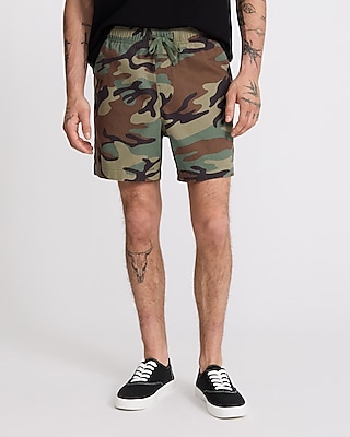6" Camo Drawstring Elastic Waist Shorts