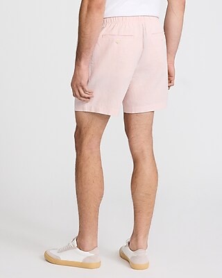 6" Mini Houndstooth Linen-Blend Shorts